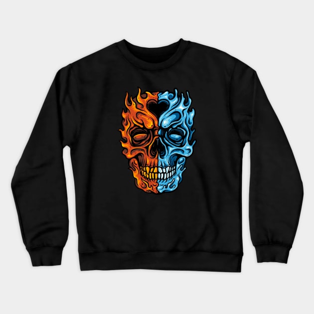 Water Fire Skull Crewneck Sweatshirt by Stayhoom